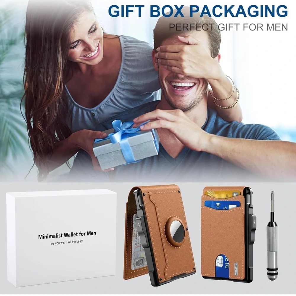 umoven AirTag Wallet for Men - with Pop Up Aluminum Case